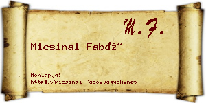 Micsinai Fabó névjegykártya